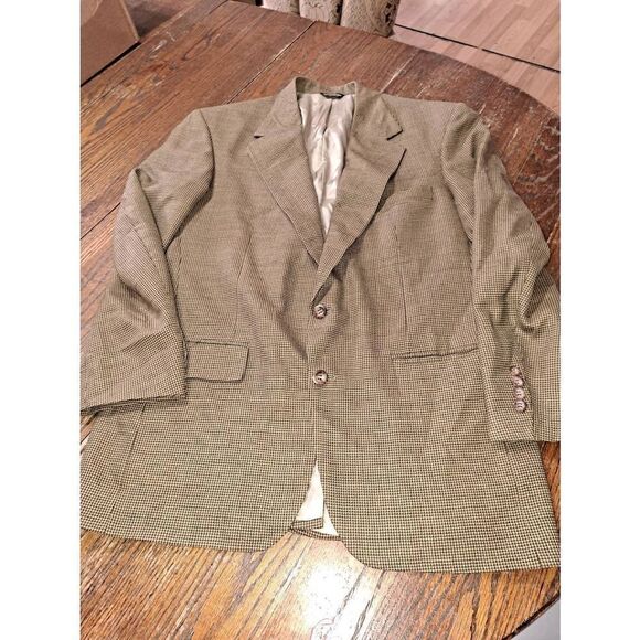 42R Jos A Banks Tan Brown Notch Lapel 2 Button Single Vent Wool Suit Coat Jacket - Picture 1 of 7